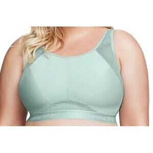 Glamorise No-Sweat Mesh Sports Bra Wirefree Jade Womens Size 38DD